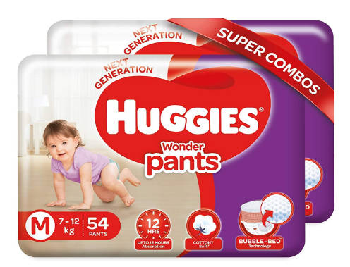 Huggies Wonder Pants, Medium Size Diapers Combo Pack of 2, 54 Counts Per Pack, 108 Counts